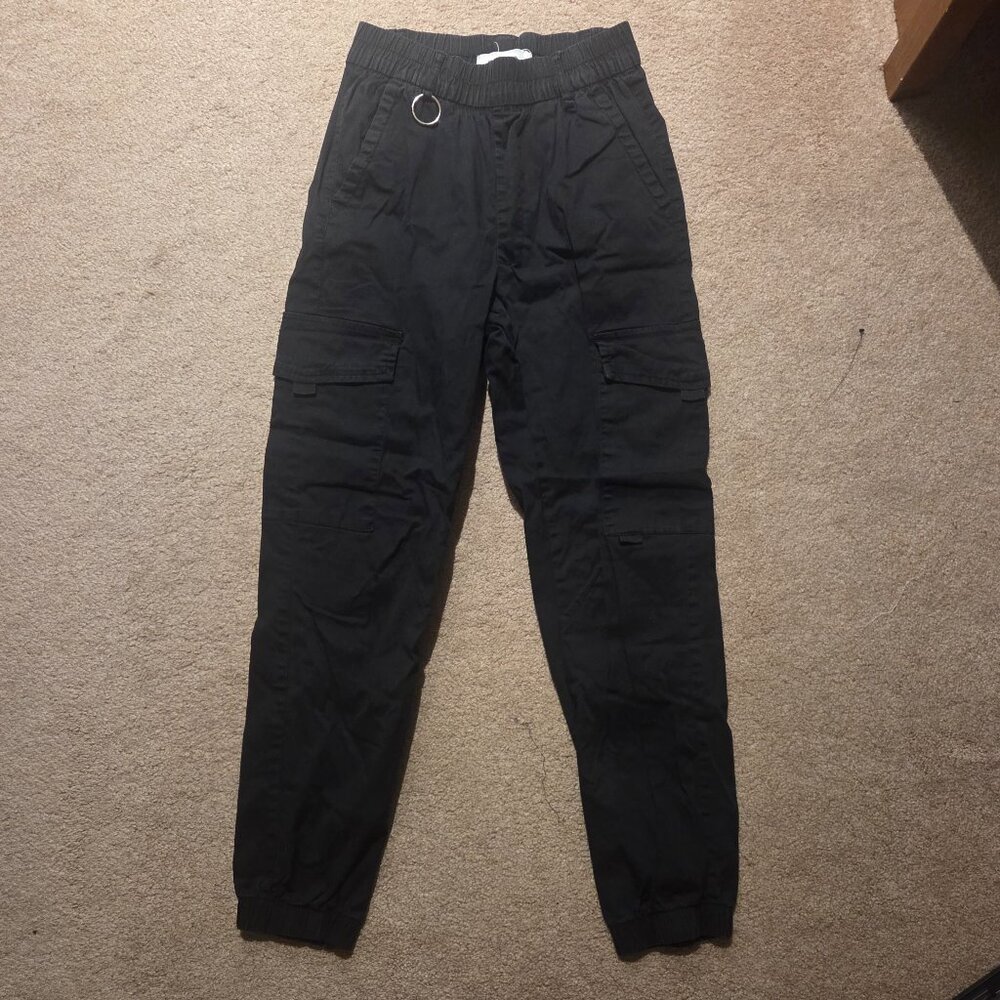Refuge Black Cuffed Cargo Pants
